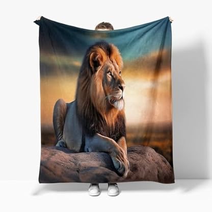 XCQHZYQ Kuscheldecke für Kinder brauner Tierlöwe 130x150 cm Decke Fleecedecke Sofadecke Kinderdecke, Superweiche Flanell Wohndecke Geschenke für Jungen Mädchen – Bild 4
