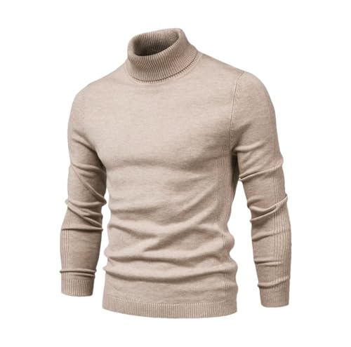 Men's Winter Turtleneck Thick Sweater Casual Solid Color Warm Slim Pullover