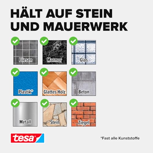 tesa Klebeschraube für Mauerwerk und Stein, Halteleistung 10 kg, viereckig, 2 Stück