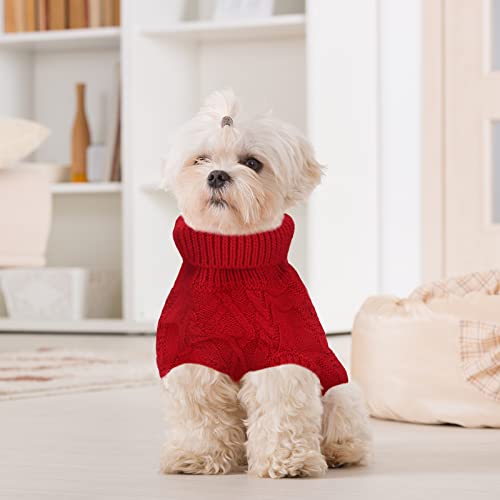 Weewooday 2 Pieces Dog Sweater Plaid Dress Turtleneck with Bow Tie Cold Weather Sweater Pet Sweater Pullover Knitwear… - Image 3
