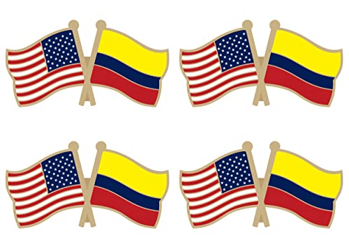 Colombia Crossed Double Flag Lapel Pins Small Mini Colombian Frie...