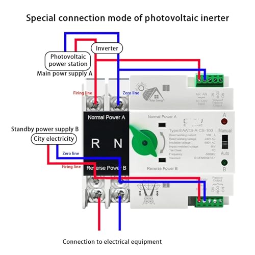 Inverseur de transfert automatique de source double puissance ATS 2P 100A 220V sans interruption - 4