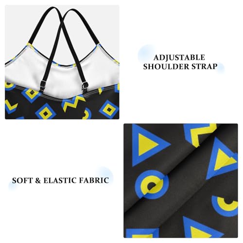 Girls One Piece Swimsuits 90s Geometric Bathing Straps Suit Kids Cute Swimwear 3-10T3