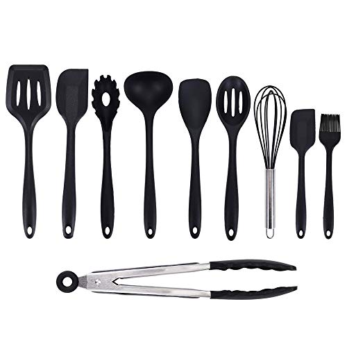 Conjunto Utensílios De Silicone 10 Peças Home & Kitchen (Preto)