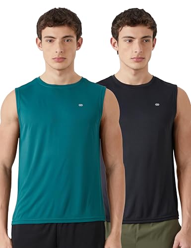Image of Amazon Brand - Symbol Men's Polyester Color Block Active Regular Fit Sports | Round Neck | Sleeveless T-Shirt