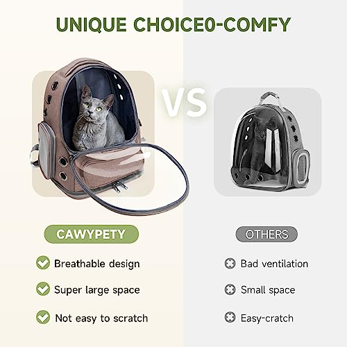 Image of Cat Backpack Carrier, Breathable Cat Carrier Large Space Bubble Pet Backpack For Kitty Small Dog Up To 15Lbs, Transparent & Foldable Pet Carrier For Travel Hiking (Khaki)