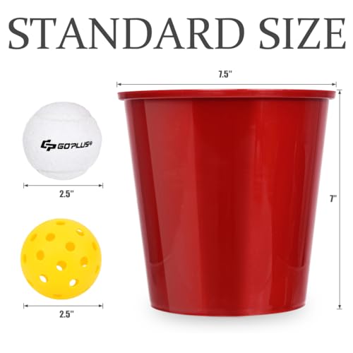 image for Goplus Yard Pong, Giant Outdoor Games Pong Set with 12 Buckets, 2 Ball