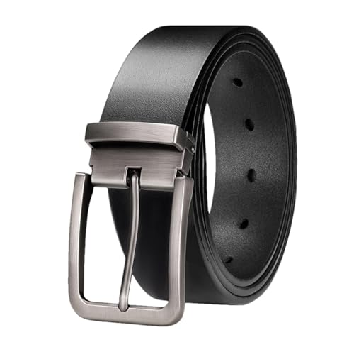 Mnjyihy Men's Genuine Leather Belt Large Size Casual Alloy Pin Buckle Business Suit Belt