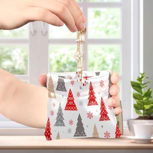 Red Christmas Trees Coin Purse Leather Pouch Change Purse, Squeeze Coin Pouch for Cards, Keys & Lipsticks, Unisex4