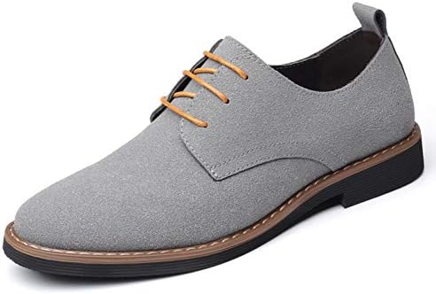 Santimon Men's Casual Oxford Shoes Classic Suede Formal Business Lace Up Dress Shoes Grey 5.5 US | Image 1