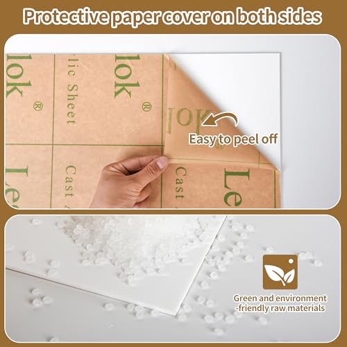 Image of Lesnlok Matte White Acrylic Sheets 1 /4 inch Thick 6mm 1 Pieces 8 x 12 Frosting Plexiglass Sheet,Suitable for Painting, Handicrafts, DIY Display Projects (1, Matte White, 8 x 12 x 1 /4)