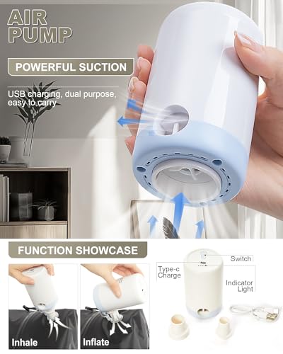 Image of winspansy Small Travel Backpack Storage Vacuum Compression Bags with Pump for Travel Storage Carry on Business Day Vacpack Backpack for Women Men with Vacuum College Bag Brown