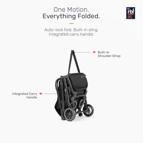 Image of Growgether VELOX Stroller for Baby 0-3 Years (Up to 22 Kg), Travel Ready Size 5 Point Safety Harness, Full Recline, Extended UPF 50+ Canopy, 360 Swivel Wheels, Compact One Click Fold, Mosquito Net, 1 Yr Warranty, Black