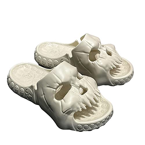Rcuyyl Skull Design Single Band Slides for Women Men, Non Slip Quick Drying Slippers EVA Thick Botto Couple Beach Sandals for Home Indoor Outdoor