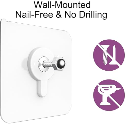 Image of SIGNAMIO 20 Pcs Screw Hooks for Wall Heavy Items - Self Adhesive Wall Hook, Nail Free, No-Drill Installation, Waterproof Screws Wall Hooks for Hanging, Durable ABS Material,