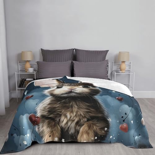 Couverture canapé lapin flanelle 150x200 plaid doux lit - 6