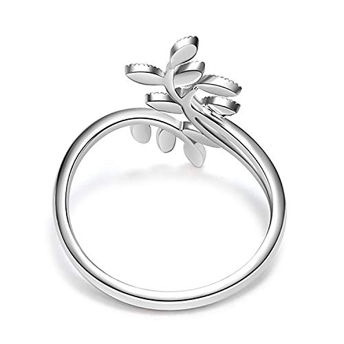 Grow Through What You Go Adjustable Leaf Ring Crystal Leaves Branch Open Ring Eternity Bands for Women Minimalist Promise Jewelry2