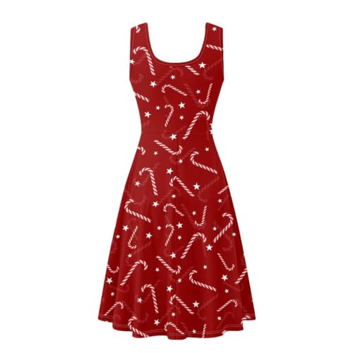 Image of Women Stylish Tank Dresses Sleeveless Round Neck Midi Casual Dress with Pocket for Summer
