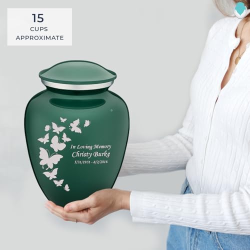 Image of Geturns - Adult Custom Butterfly Cremation Urns for Human Ashes I Green Large Funeral Urn for Female and Male I 200 lbs