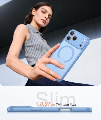 Image of FNTCASE for iPhone 17 Pro Case: Translucent Light Blue Slim Cases Compatible with MagSafe, Full Camera Protection & Tempered Glass Protector, 14FT Military Grade Drop Tested, Matte Skin-Friendly Cover