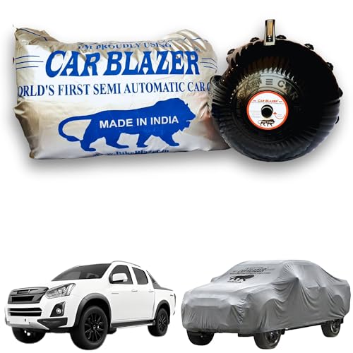 Image of CARBLAZER Portable & Semi-Automatic Full Body Car Covers: Heavy Duty Device| Anti-Theft| Dust & Scratch Proof | Water & Wind Resistant|Custom Fit| Dual-Side Cover, Compatible for Isuzu V-Cross