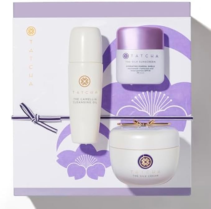 Tatcha Nourishing Care Set for Softer, Firmer-Looking Skin | Silk Cream, Mini Camellia Cleansing Oil, and Mini Silk SPF ($180 Value)