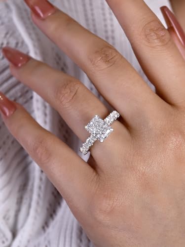 3CT Radiant/Pear Cut Engagement Ring for Women,Simulated Diamond Ring,18K White/Yellow Gold Plated 925 Sterling Silver Promise Ring4