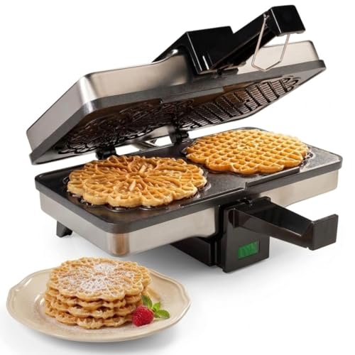 Pizzelle Maker- Nonstick Electric Baker Press Makes Two 5-In...