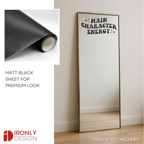 Image of Sticker for Glass & Mirrors| Minimal Vinyl Decal for Bedroom Bathroom & Cafe | Self-Adhesive Waterproof Quote Mirror Sticker | Aesthetic Decals (Main Character Energy, Small, Matt Black)
