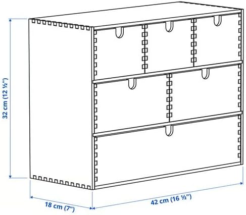 6-Drawer Mini Storage Chest, Natural Birch Plywood, Wooden Desktop Organizer with Customizable Finish for Office, Crafts, Tools & Home Organization, 7 x 16.5 x 12.5 Inches