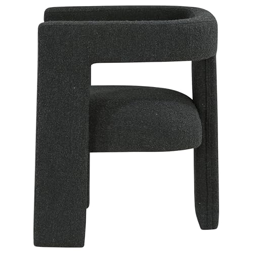 Sillón tapizado boucle negro con diseño moderno miniatura 6