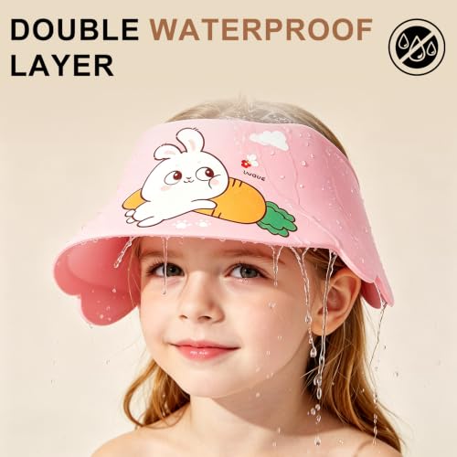 Image of Baby Shower Cap Shield - Adjustable Waterproof Shower Visor for Kids, Soft Baby Hair Washing Shield with Ear Protection, Perfect for Toddlers & Children (Green)
