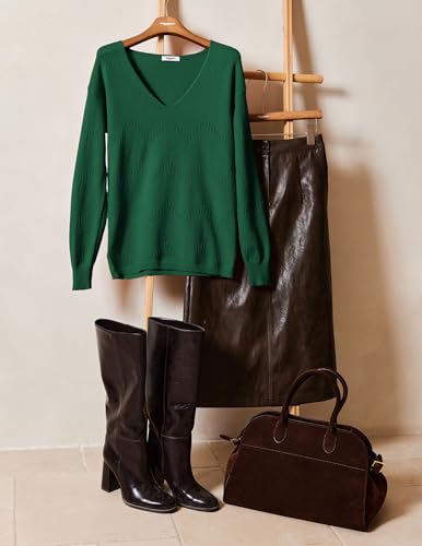 Image of Zeagoo Womens Sweaters Fall Trendy Casual Long Sleeve Shirt Lightweight V Neck Off Shoulder Crochet Pullover Top Outfit