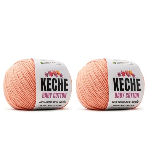 Image of Keche Baby Cotton, 60% Cotton 40% Acrylic Yarn, Soft Cotton Yarn for Crochet and Knitting, Amigurumi Yarn 4 Skeins /Balls [1.76 Oz (50g) / 180 Yrds (165m)] x 2 Skin Color
