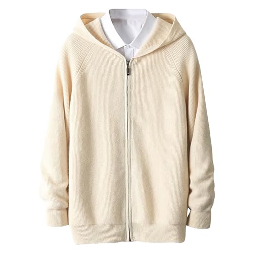 Cárdigan grueso con cremallera para hombre chaqueta de punto casual con capucha para invierno