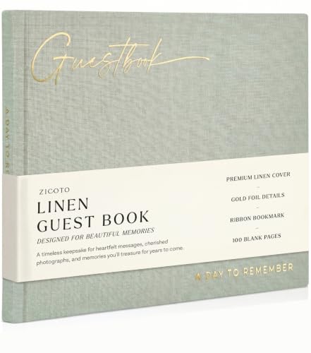 ZICOTO Beautiful Wedding Guest Book for Your Wedding Reception - Simply Elegant Guestbook to Sign in...