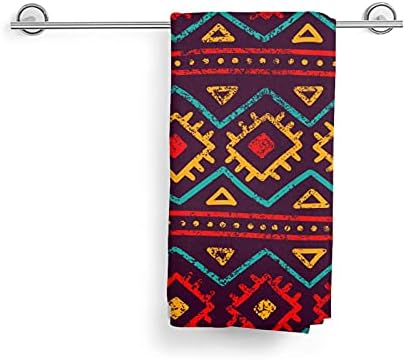 Cryomaniac Mexican Hand Towel Retro Boho Ethnic Geometric Colorful Striped Microfiber Towel Soft Face Towel Bath Decor Set Multipurpose for Bathroom Hotel Gym and Spa Set Towel (27.5×15.7 in)