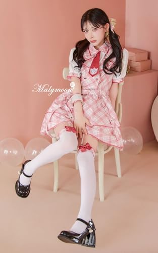 [Malymoon] コスプレ アイドル 制服 チェック スクール 女子高生 JK ブルー ピンク 青 衣装 仮装 マリームーン 9点セット 10241 詳細画像3