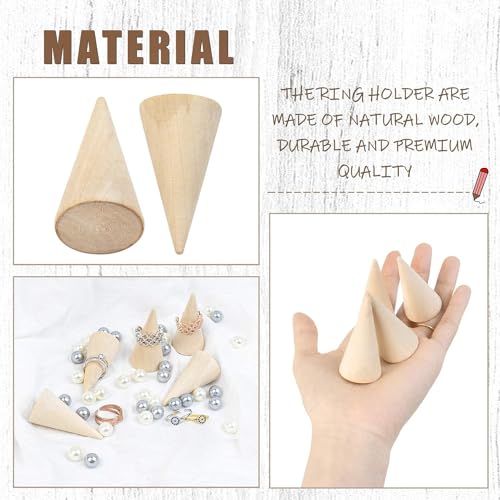 Image of 10 Pcs Wooden Ring Cone Holder Display Stands