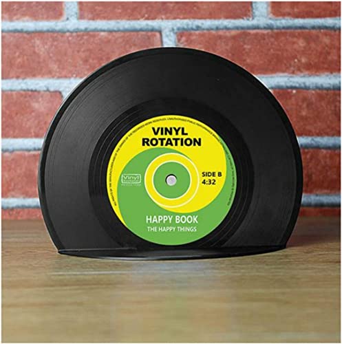 Vinbee 8541853848 Retro Vinyl Bookends, Record Bookends For Shelves Classic Cd Record Shape Decorative Book Ends Fun Music Theme Musical Bookends 1 Pair thumb #6