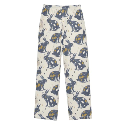 Rabbit Painting Pajamas Bottoms with Pockets Comfy Pjs Sleepwear Elastic Waistband Pajamas Pants Lounge Pants for 6-14 Years