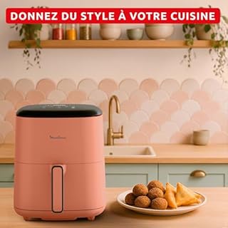 Moulinex Easy Fry POP TERRACOTTA 5L, air fryer, Jusqu'à 6 personnes, 10 Programmes intuitifs, Ecran tactile digital, Gain de temps et d'énergie, EZ245TF0