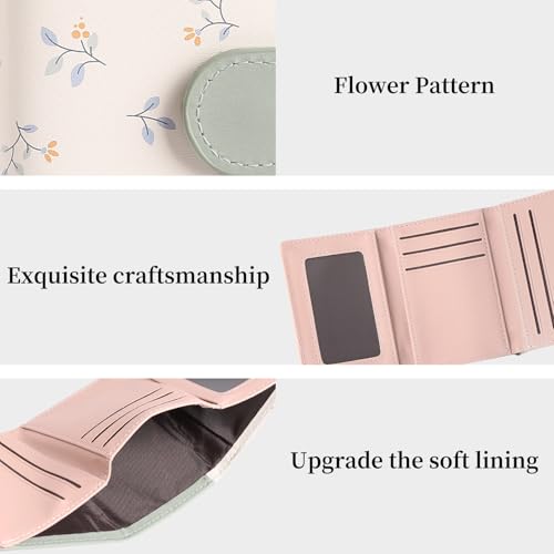 Image of RNIEGA Small Wallets for Women Trifold Vegan Leather Wallet RFID Blocking Card Holders with ID Window