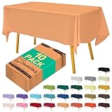 Hereisa Disposable Peach Plastic Tablecloth 54x108 Inch, 10-Count Waterproof Rectangle Table Cover for Events, Catering