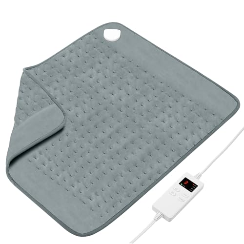 20" x 24" Heating Pad for Back Knee Leg Muscle Pain Cramps Relief, Electric Heating Pad for Women Mom Gifts with Moist Dry Option & 6 Heat Levels & Auto Off (Gray)