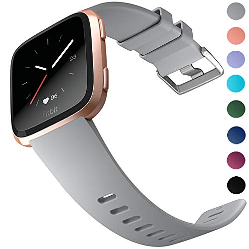 Yandu para Fitbit Versa Correa, Correa de Reloj de Pulsera de Reemplazo Clásico para Fitbit Versa Smartwatch (1-Pack Grey, S)