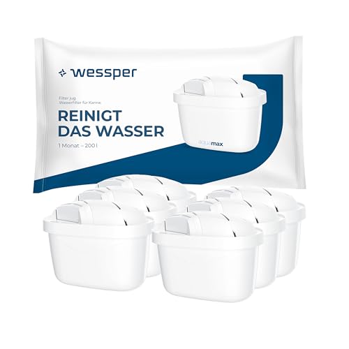 Wessper Wasserfilter Kartusche Kompatibel mit Brita Maxtra Wasser Kanne, Filter mit Aktivkohle und Lonenaustauscherharz, Wasserfilterkatuschen - 6 Pack*