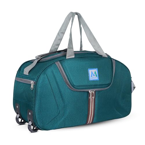 Image of M MEDLER Jerry Duffle Bag | Waterproof Strolley Duffle Bag | 2 Wheel Duffel Bag | Luggage Bag with Adjustable Strap - (Turquoise)