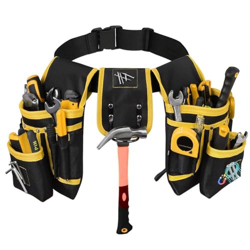 Cinturón de Herramientas con 26 Bolsillos, Bolsa de Herramientas Magnética para Hombre, Bolsa para Cinturón Desmontables y Ajustable, Bolsa para Herramientas para Artesanos, Electricistas y Fontaneros