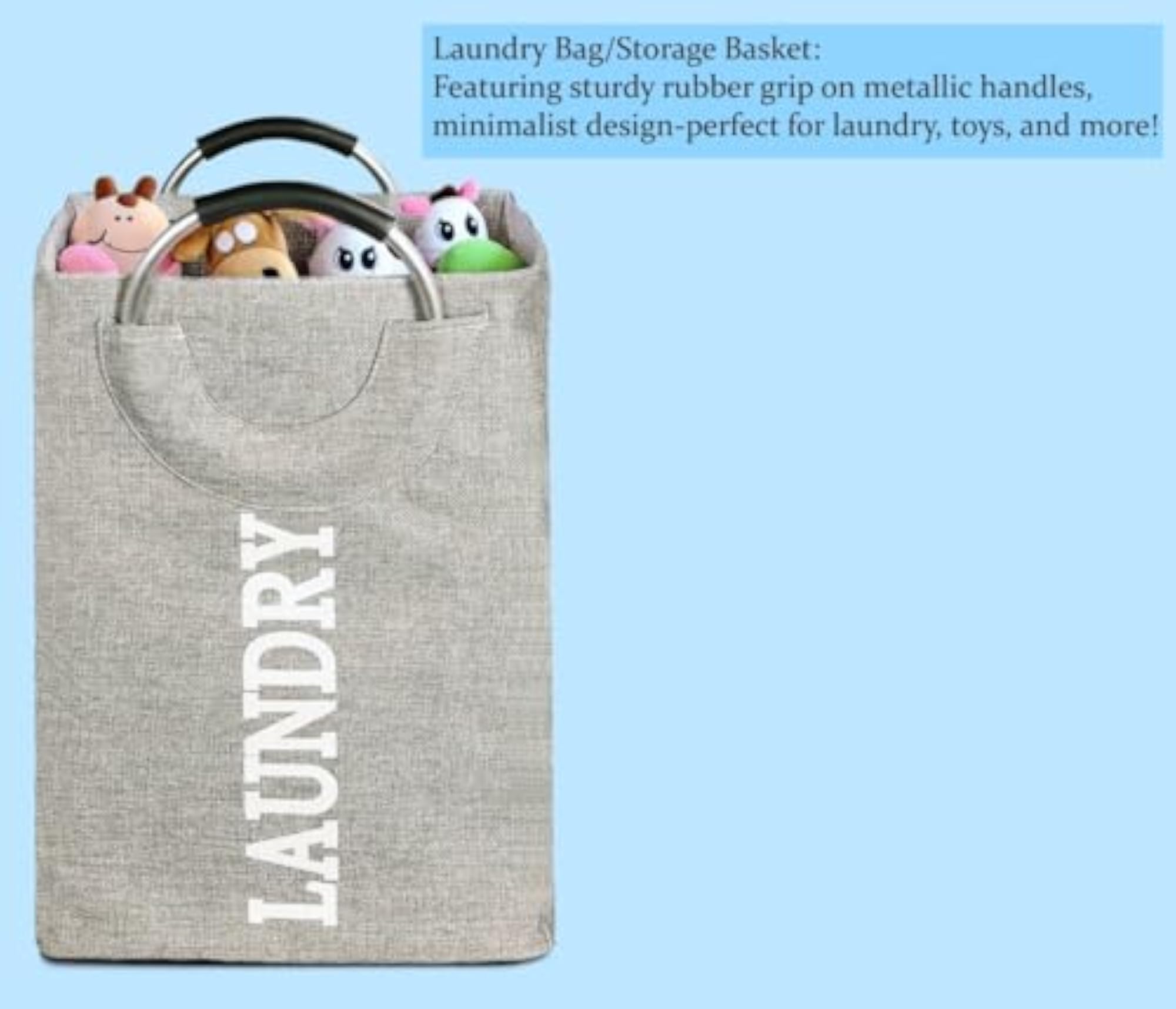 Durable Foldable Laundry Bag with Metallic Handle